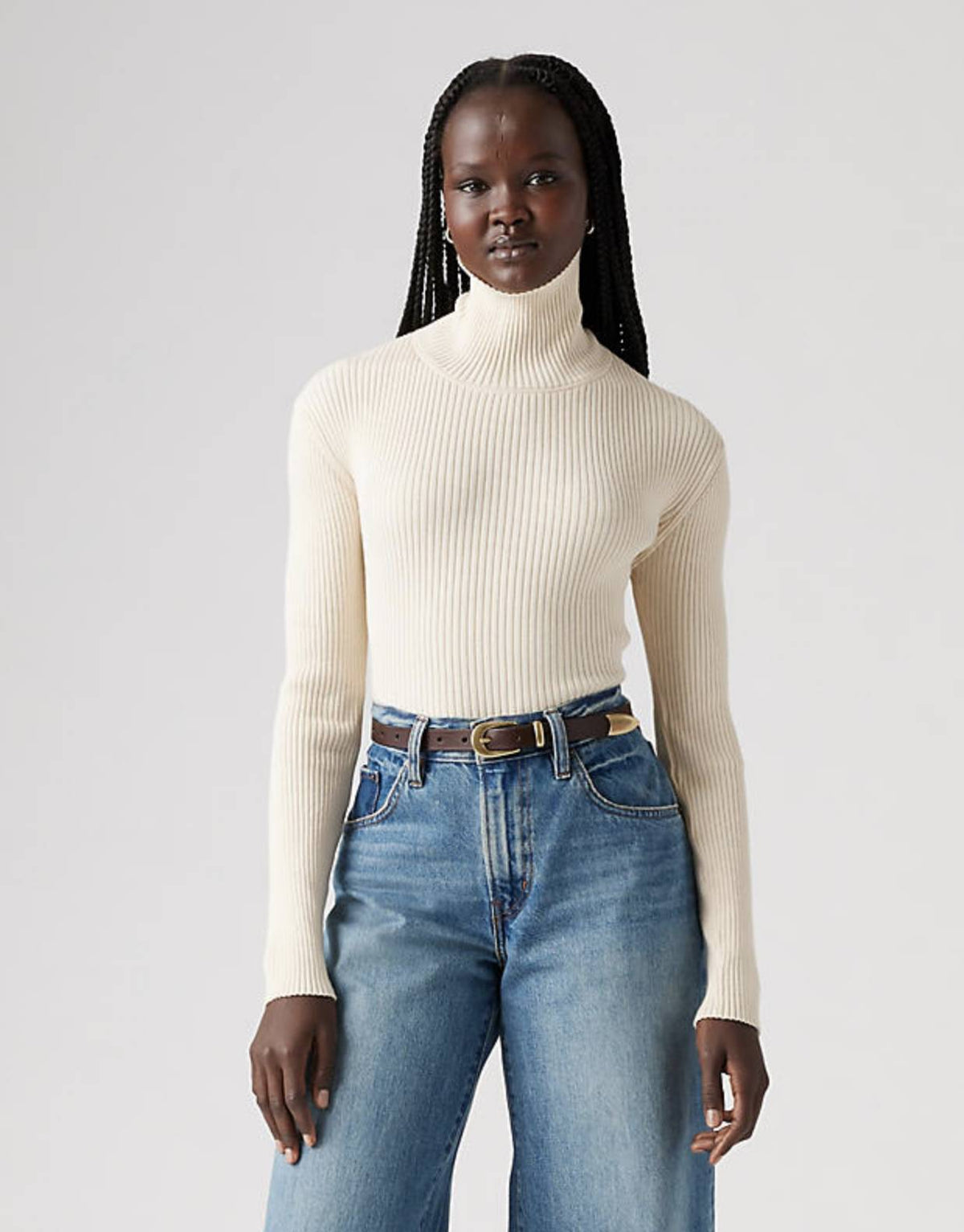 LEVI'S Tulip Turtleneck Sweater A8500-0000 White Swan