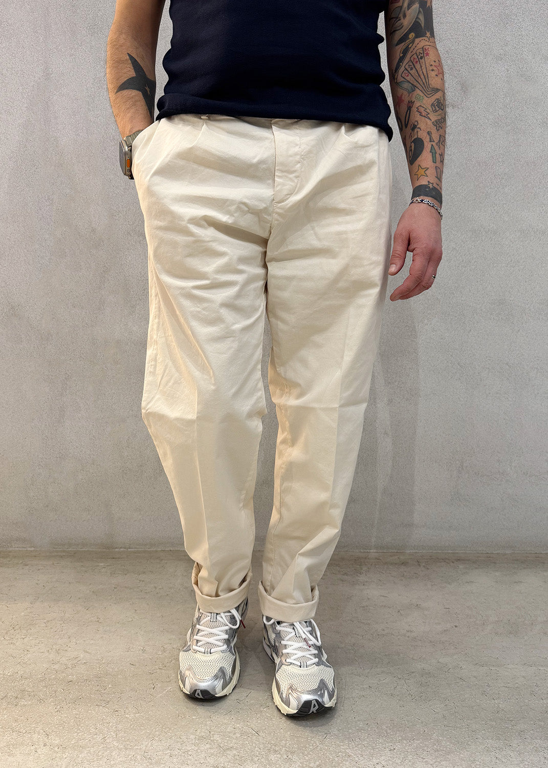 Pantalone lungo uomo WHITE SAND 25SU6683 04 - Panna