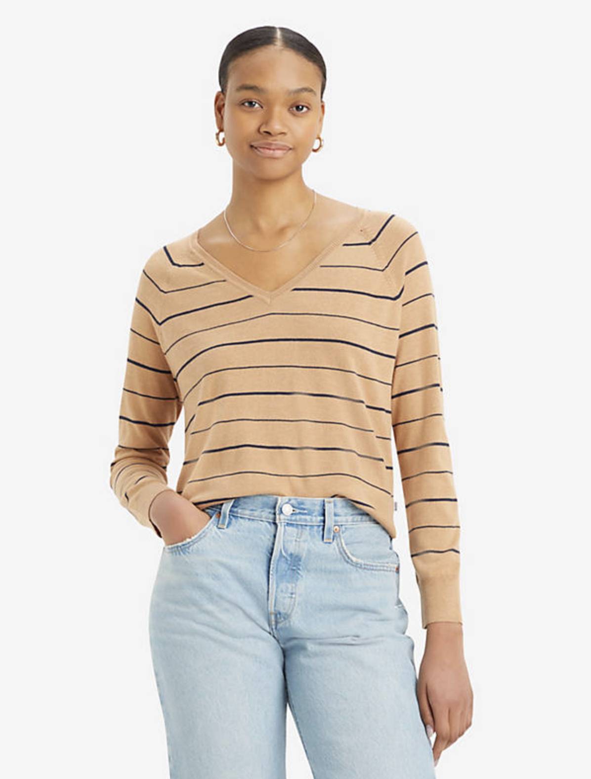 LEVI'S Petal V-Neck Pullover A850200000 - Stripe Tan