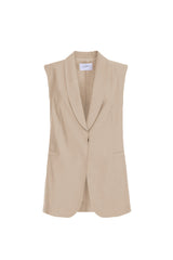 GILET SO ALLURE LUNGO CON CINTURA D3027 - Sabbia