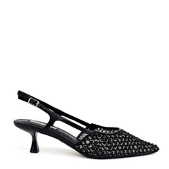 Slingback STEVE MADDEN LEGACI - Black Rhinestone Mesh