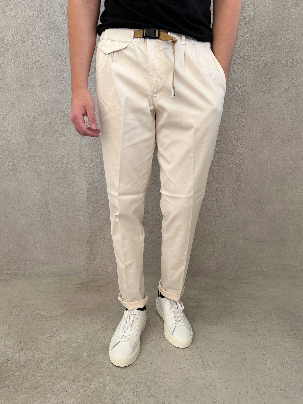 Long trousers WHITE SAND 24WSDU12 273 04 - Cream