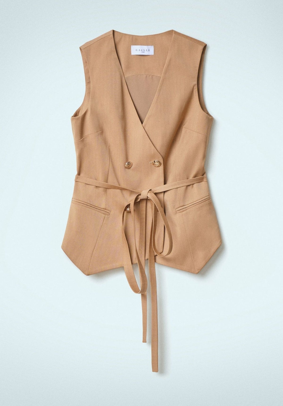 GAELLE PARIS GAABW00435 Double Breasted Vest - Sand