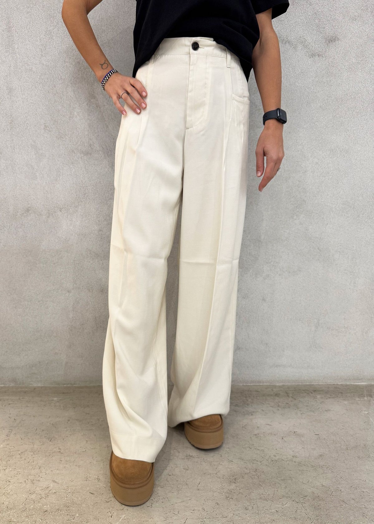 Pantalone lungo WHITE SAND 24WSD18 312 04 - Panna