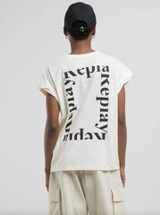 T-shirt stampa lettering REPLAY W3377 .000.20994 412 - Panna