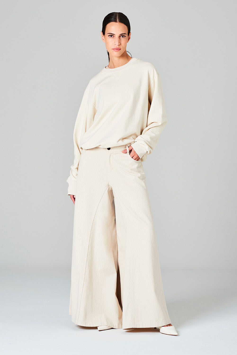 Long trousers WHITE SAND 24SD85705 04 - Cream